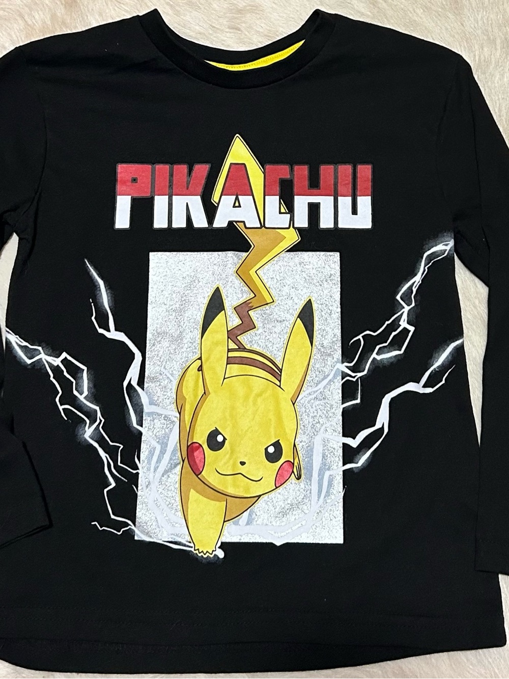 Pikachu Black Long-Sleeve Kids Tee